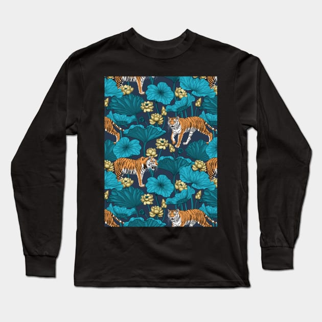 Tigers in the yellow lotus pond Long Sleeve T-Shirt by katerinamk